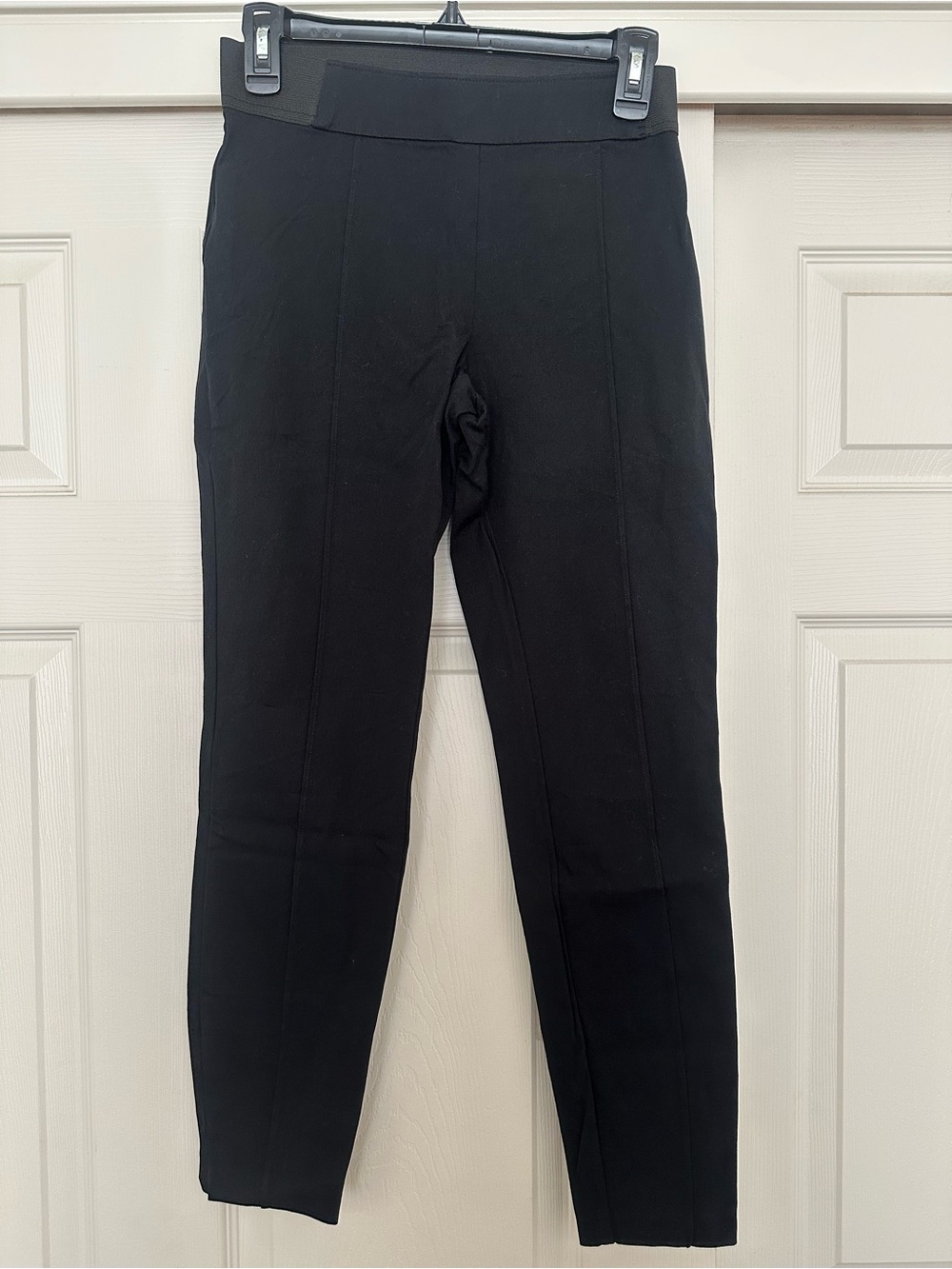 Black Slim Straight Stretch Pants